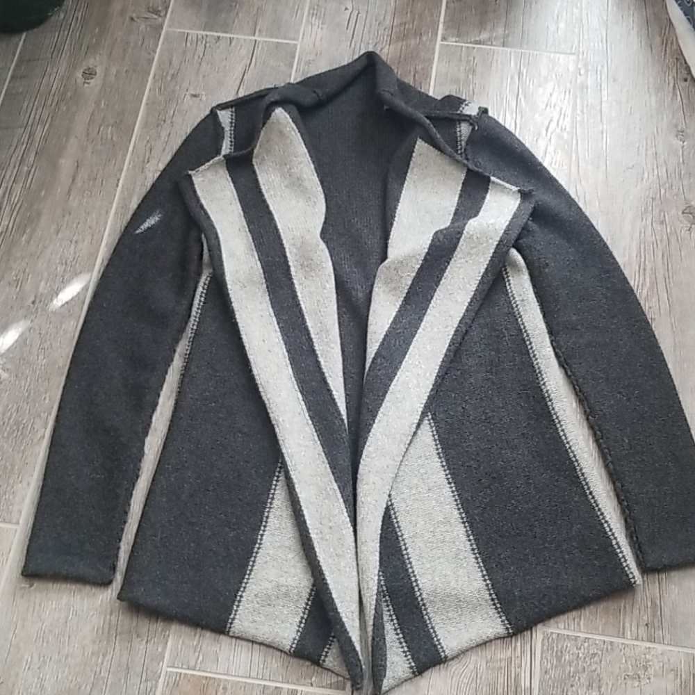 James Perse Striped Wool Blend Cardigan 2